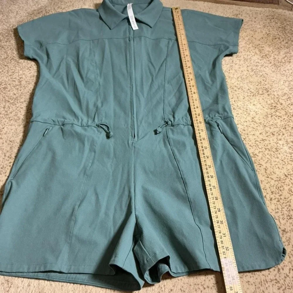 Lululemon Stretch Rib Pocketed‎ Romper Tidewater Teal Size 6 LW1CSYS